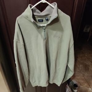 Izod Quarter Zip Up pullover sweatshirt. Big Man 2XL New Salesman Sample Lt. Grn